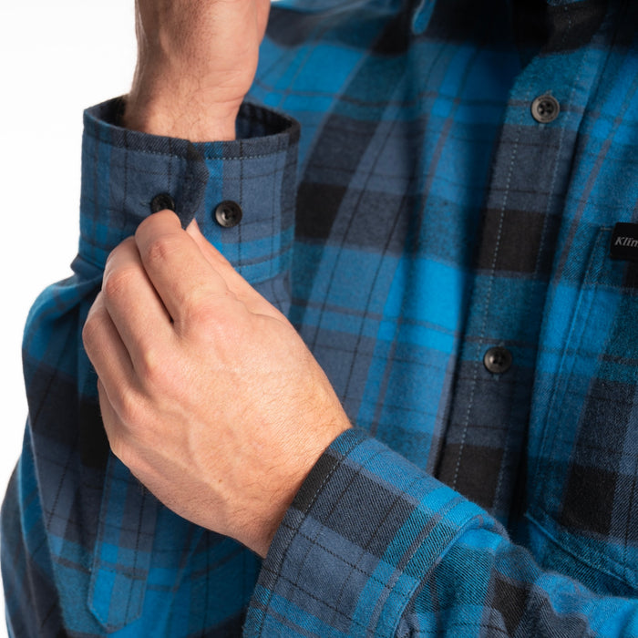 KLIM Cottonwood Midweight Flannel Shirt in Blue Fusion - Black