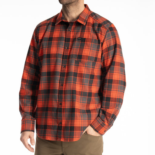 KLIM Cottonwood Midweight Flannel Shirt in Fiery Red - Black