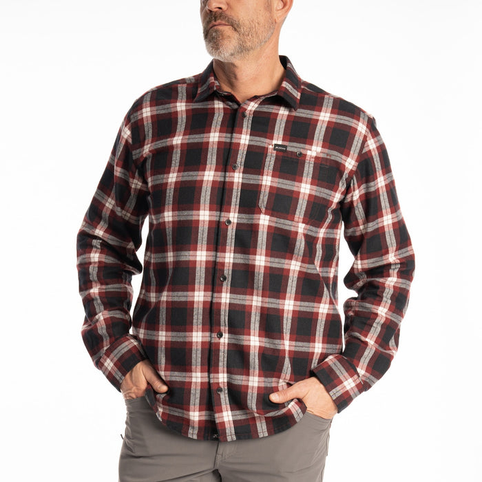 KLIM Alderson Midweight Flannel Shirt in Cabernet - Black