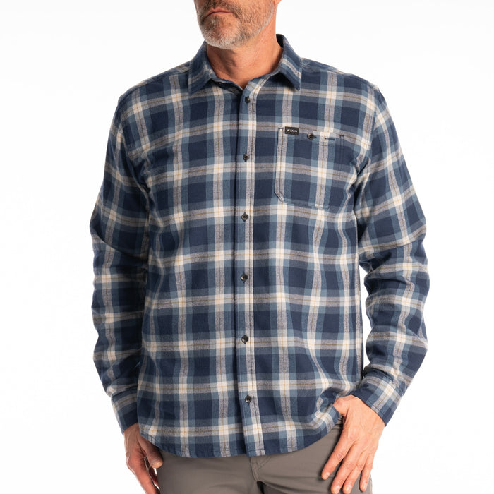 KLIM Alderson Midweight Flannel Shirt in Dress Blues - Blue Fusion