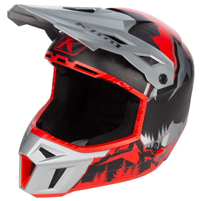 KLIM F3 Carbon DNA Visor in Fiery Red - Monument Gray