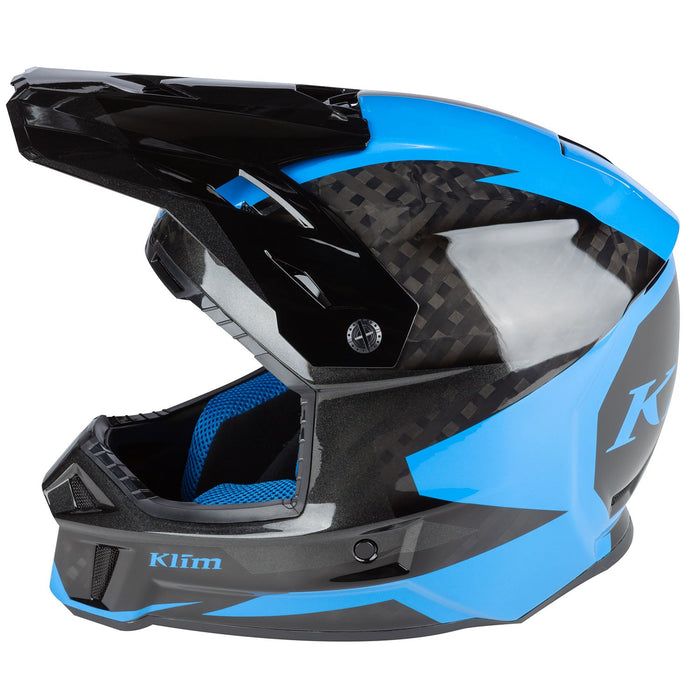 Klim F3 Carbon Ripper Helmet in Electric Blue Lemonade