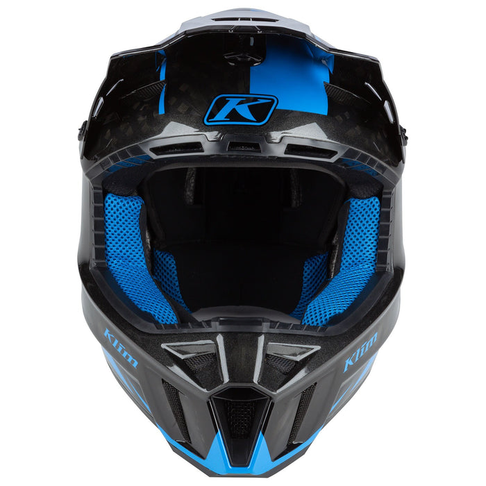 Klim F3 Carbon Ripper Helmet in Electric Blue Lemonade