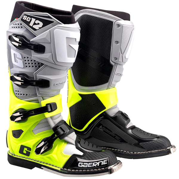 Gaerne SG-12 MX Boots 20253 in Grey/Yellow Fluo/Black