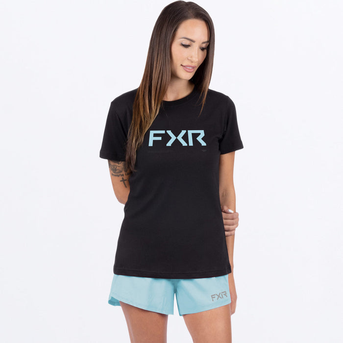 FXR HYDROGEN WOMEN'S PREMIUM T-SHIRT 2025 in Black/Maui Blue