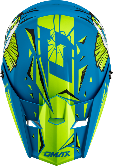 GMAX MX-46Y Unstable Youth MX Helmet in Blue/Green/Matte