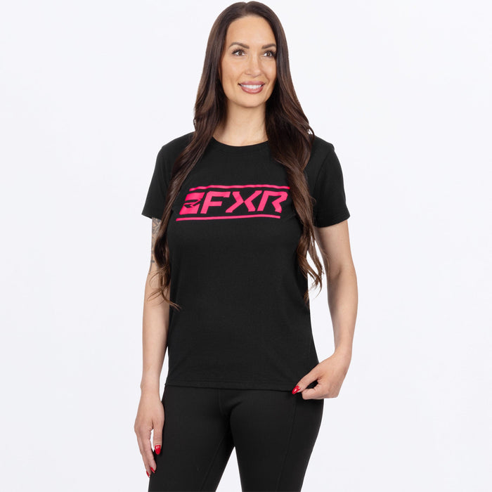 FXR WOMEN'S VICTORY PREMIUM T-SHIRT in Black/Razz