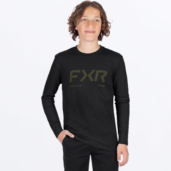 FXR YOUTH HYDROGEN PREMIUM LONGSLEEVE 2025 - Black/Moss
