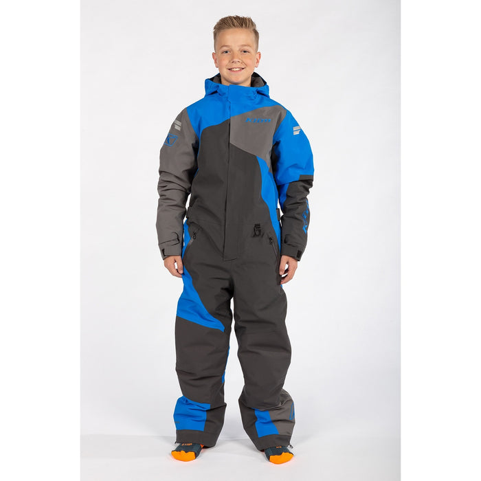 KLIM Railslide One-piece Youth in Asphalt - Electric Blue Lemonade