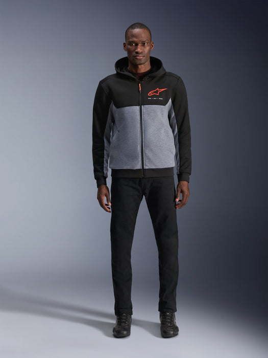 ALPINESTARS CHROME v2 SPORT HOODIES 2026 in Black/Heather Gray/Fluo Red