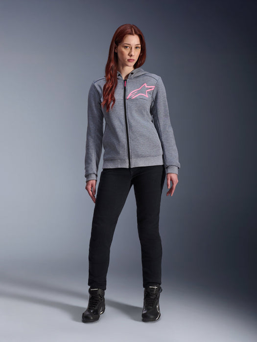 ALPINESTARS STELLA CHROME v2 SPORT HOODIES 2026 in Heather Gray/Fluo Pink