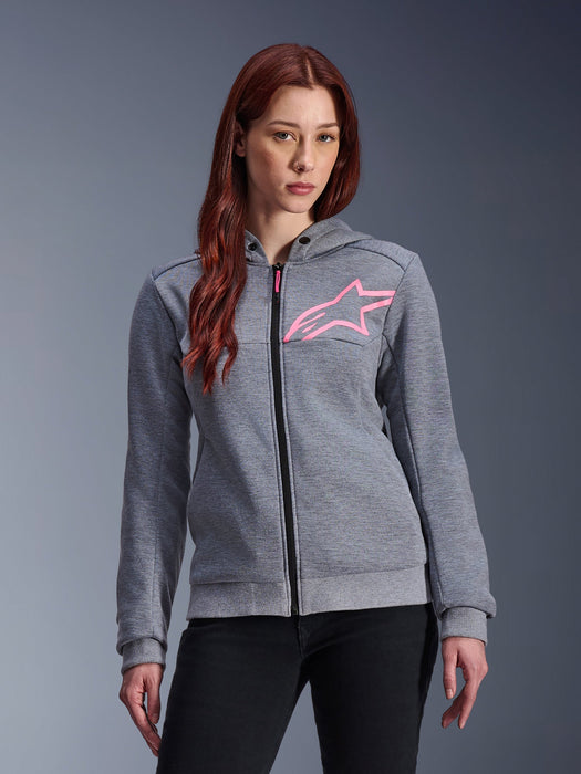 ALPINESTARS STELLA CHROME v2 SPORT HOODIES 2026 in Heather Gray/Fluo Pink