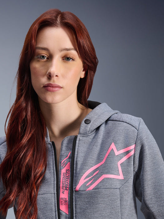 ALPINESTARS STELLA CHROME v2 SPORT HOODIES 2026 in Heather Gray/Fluo Pink
