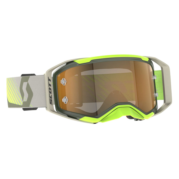Scott PROSPECT 2.0 AMP Goggles 2025 in Khaki Green/Neon Yellow - Gold Chrome Works