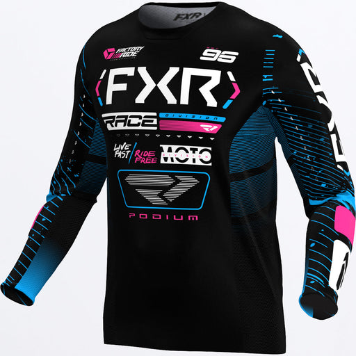 FXR PODIUM YOUTH JERSEY 2025 in Black/Cyan/Pink