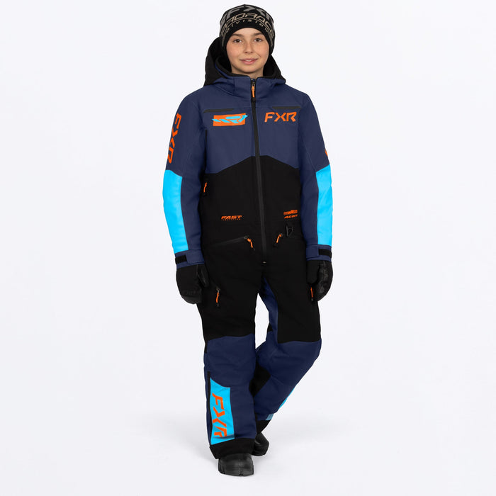 FXR Youth Vertical Monosuit in Midnight/Blue/Orange