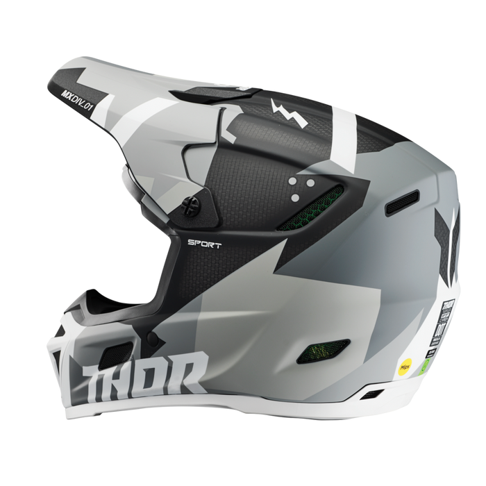 Thor Reflex Sport Carbon Brave Helmet in Gray/White