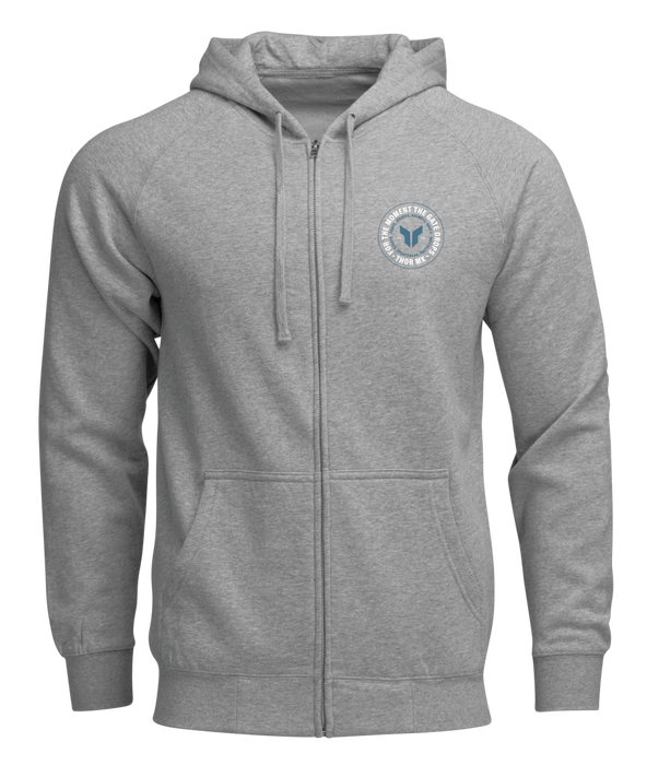 THOR BADGE ZIP-UP HOODIE 2025 in Heather Gray