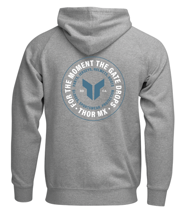 THOR BADGE ZIP-UP HOODIE 2025 in Heather Gray