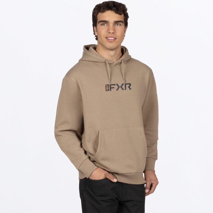 FXR MITERED COTTON PULLOVER HOODIE in Canvas/Dark Cedar