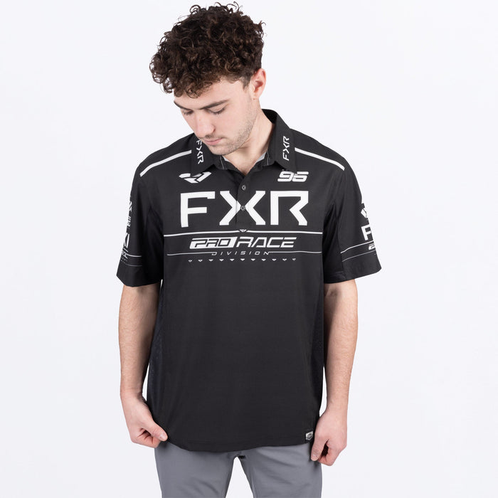 FXR RACE DIVISION PERFORMANCE UPF POLO SHIRT 2025 - Black/White
