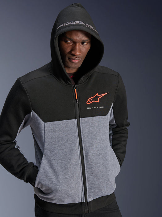 ALPINESTARS CHROME v2 SPORT HOODIES 2026 in Black/Heather Gray/Fluo Red