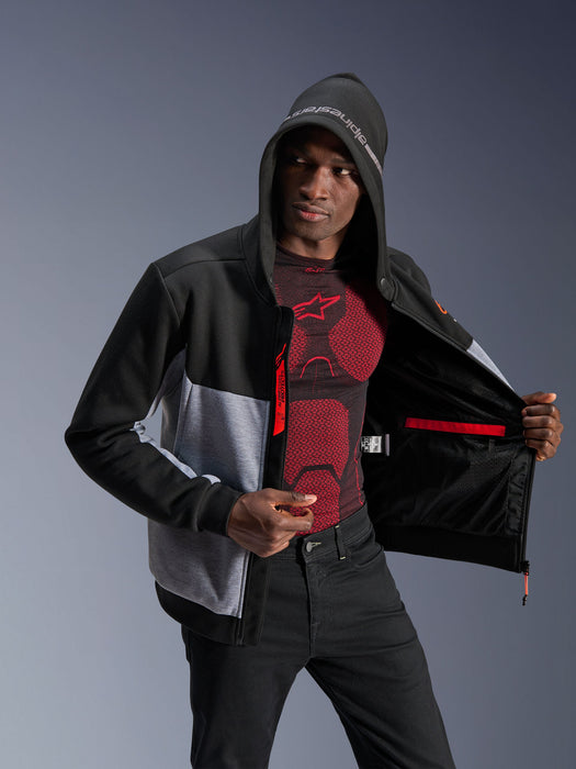 ALPINESTARS CHROME v2 SPORT HOODIES 2026 in Black/Heather Gray/Fluo Red