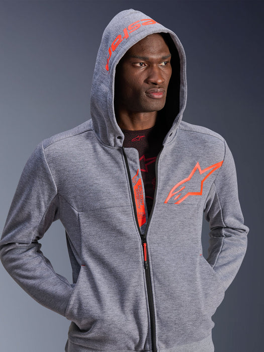 ALPINESTARS CHROME v2 SPORT HOODIES 2026 in Heather Gray/Fluo Red