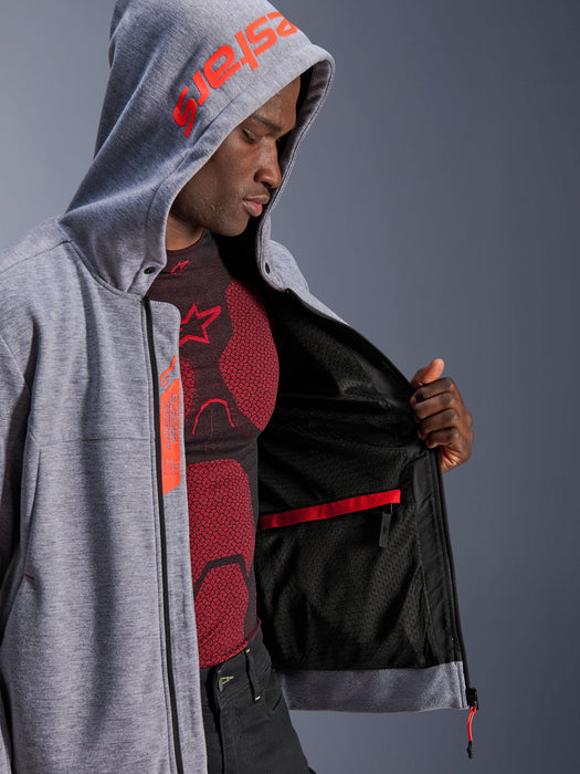 ALPINESTARS CHROME v2 SPORT HOODIES 2026 in Heather Gray/Fluo Red