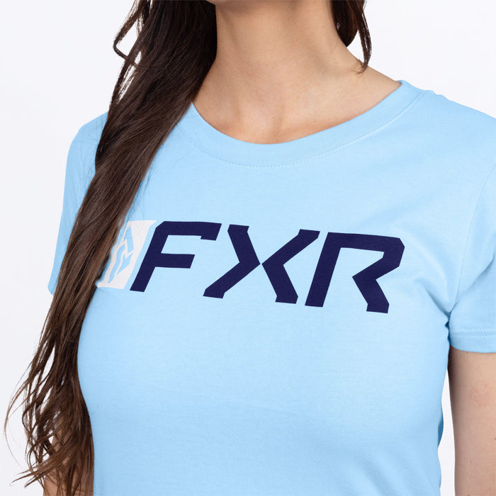 FXR WOMEN'S MITERED PREMIUM T-SHIRT in Sky Blue/Navy