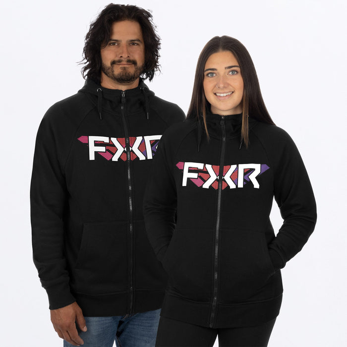 FXR Unisex Split Hoodie in Black/Neon Fusion
