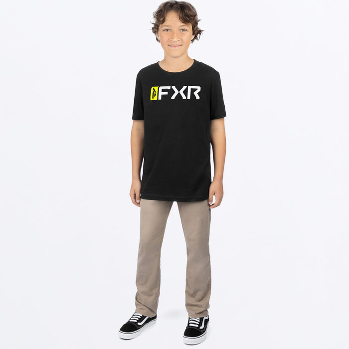FXR YOUTH MITERED PREMIUM T-SHIRT in Black/HiVis