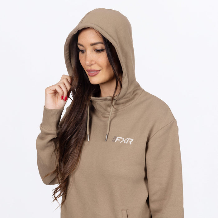 FXR WOMEN'S MITERED COTTON PULLOVER HOODIE in Canvas/Sand