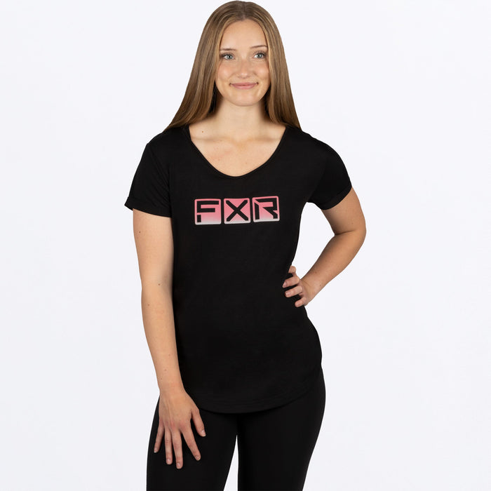 FXR Lotus Active Women's T-shirt in Black/Dusty Rose