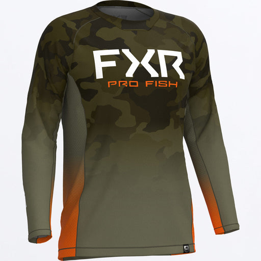 FXR  DERBY CAMO AIR UPF LONGSLEEVE 2025 in Army Camo/Orange