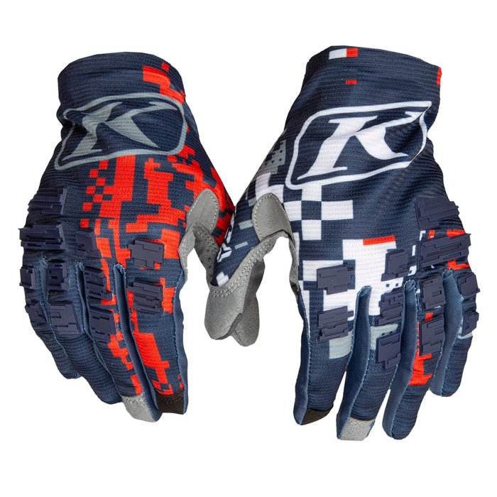 Klim XC Lite Youth Gloves in Digital Chaos Red