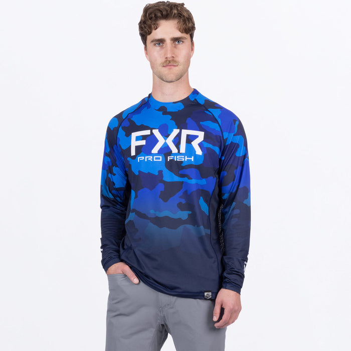 FXR  DERBY CAMO AIR UPF LONGSLEEVE 2025 in Blue Camo/Navy