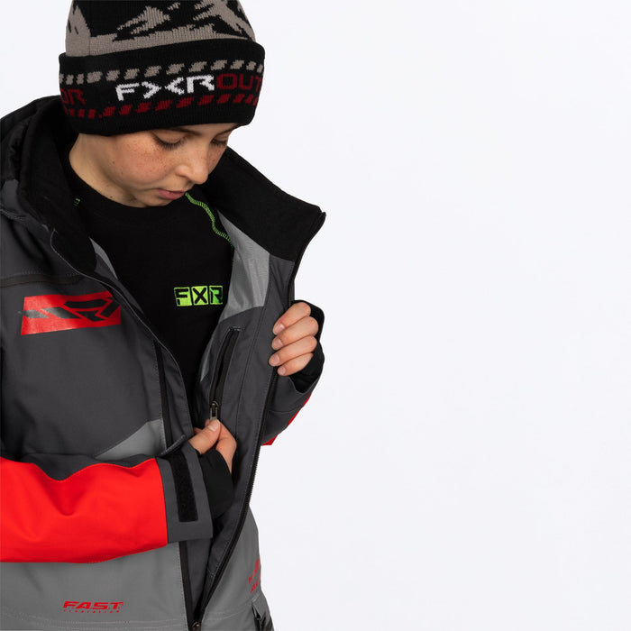 FXR Youth Vertical Monosuit in Ti/Asphalt/Red