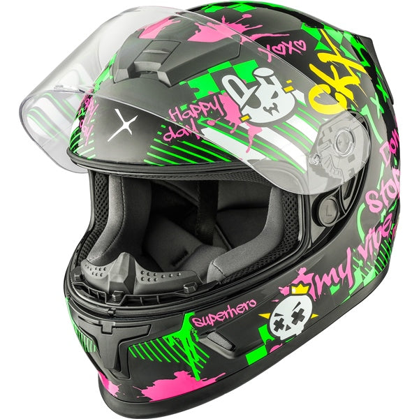 CKX RR24Y STREET HELMET in Glossy Green/purple