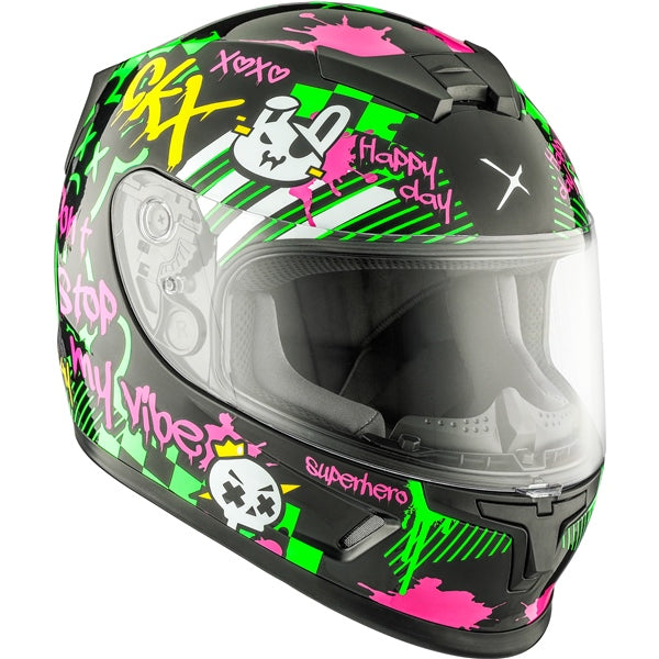 CKX RR24Y STREET HELMET in Glossy Green/purple