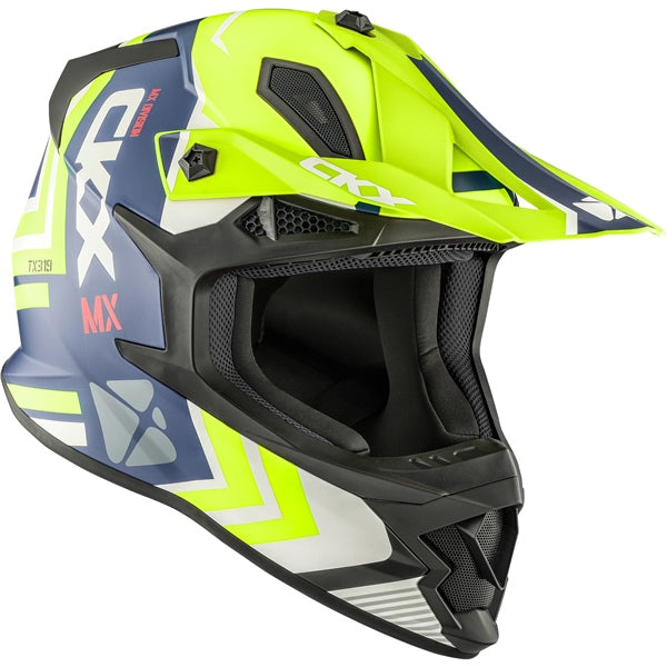 CKX TX319 Arrow Helmet - Matte Blue/Hi-Viz Yellow