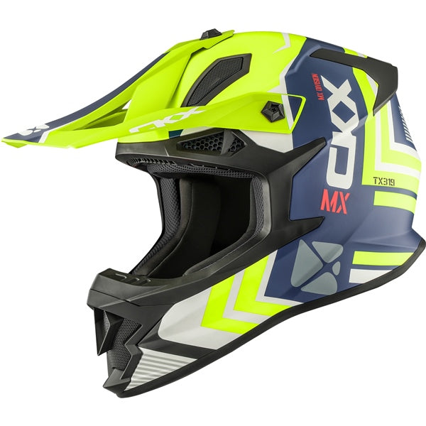 CKX TX319 Arrow Helmet - Matte Blue/Hi-Viz Yellow