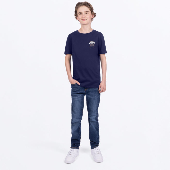 FXR YOUTH WORLDWIDE PREMIUM T-SHIRT in Navy/Canvas