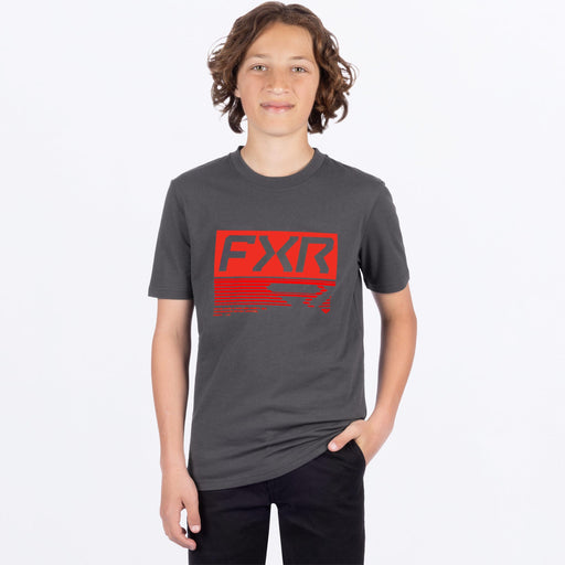 FXR YOUTH ELEVATE PREMIUM T-SHIRT 2025 - Asphalt/Red