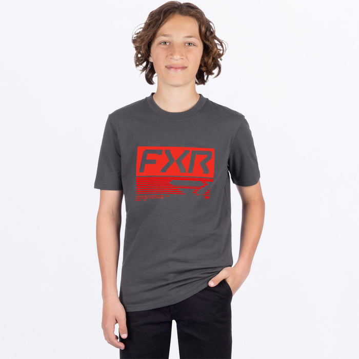 FXR YOUTH ELEVATE PREMIUM T-SHIRT 2025 - Asphalt/Red