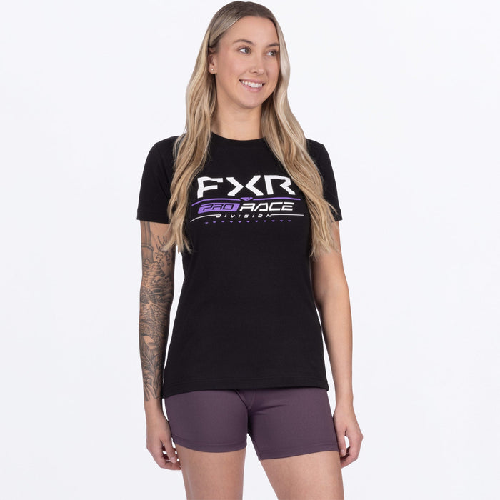 FXR RACE DIVISION WOMEN'S PREMIUM T-SHIRT 2025 - Black/Amethyst