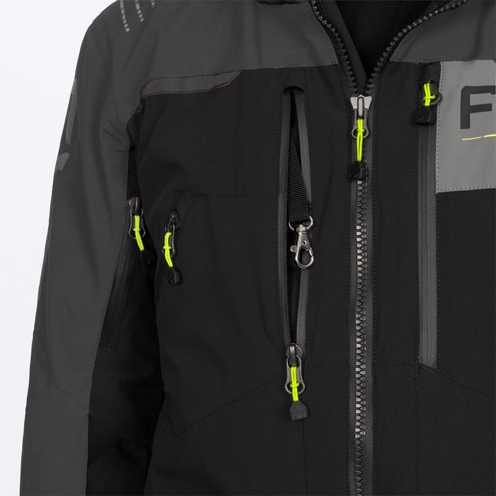FXR VERTICAL MTX LITE MONOSUITS in Black/Asphalt/HiVis