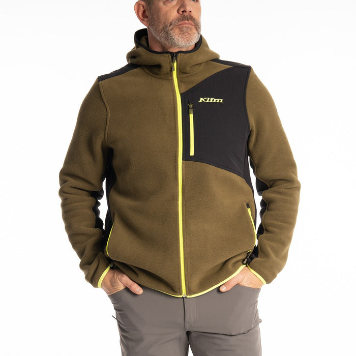 Klim Teton Crest Fleece Hoodie in Dark Olive - Black