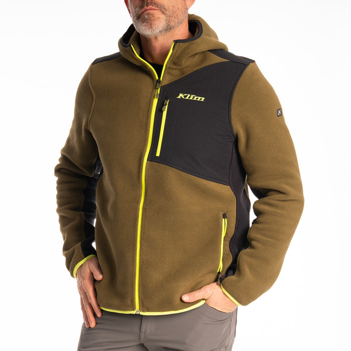 Klim Teton Crest Fleece Hoodie in Dark Olive - Black