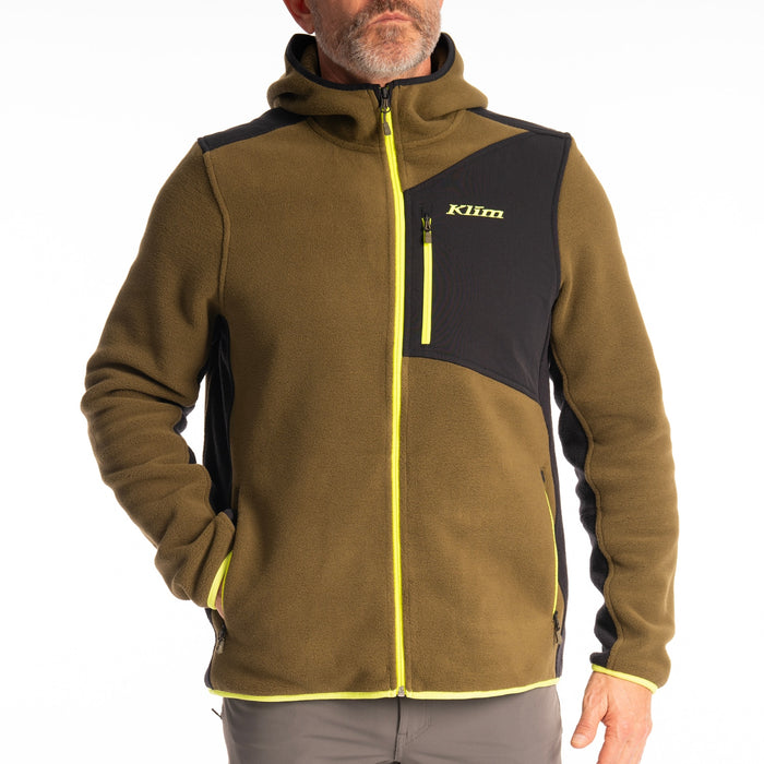 Klim Teton Crest Fleece Hoodie in Dark Olive - Black